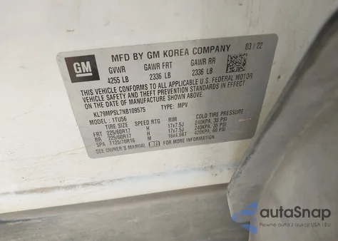 2022 Chevrolet Trailblazer Fwd Lt from USA, damaged, VIN KL79MPSL7NB109575